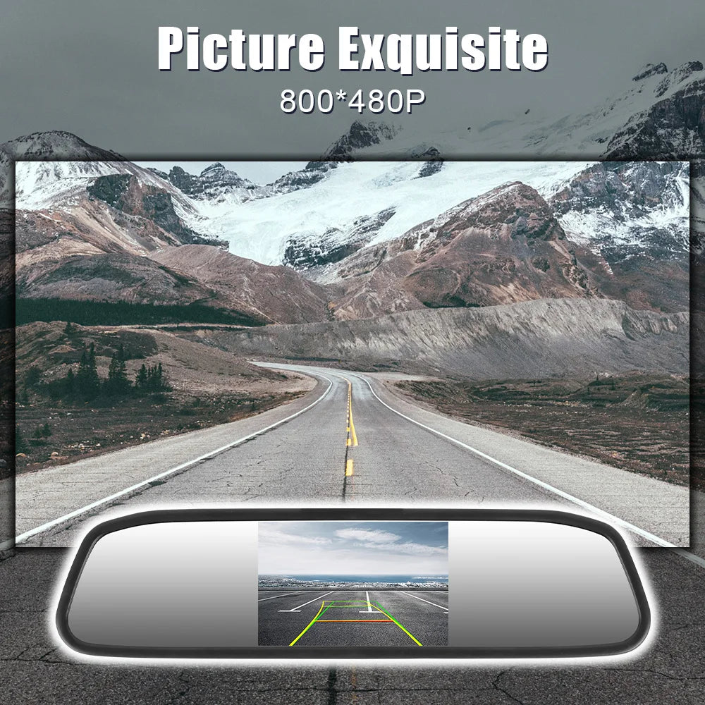 4.3" HD Car Rear View Mirror Parking Monitor — Backup Camera Display