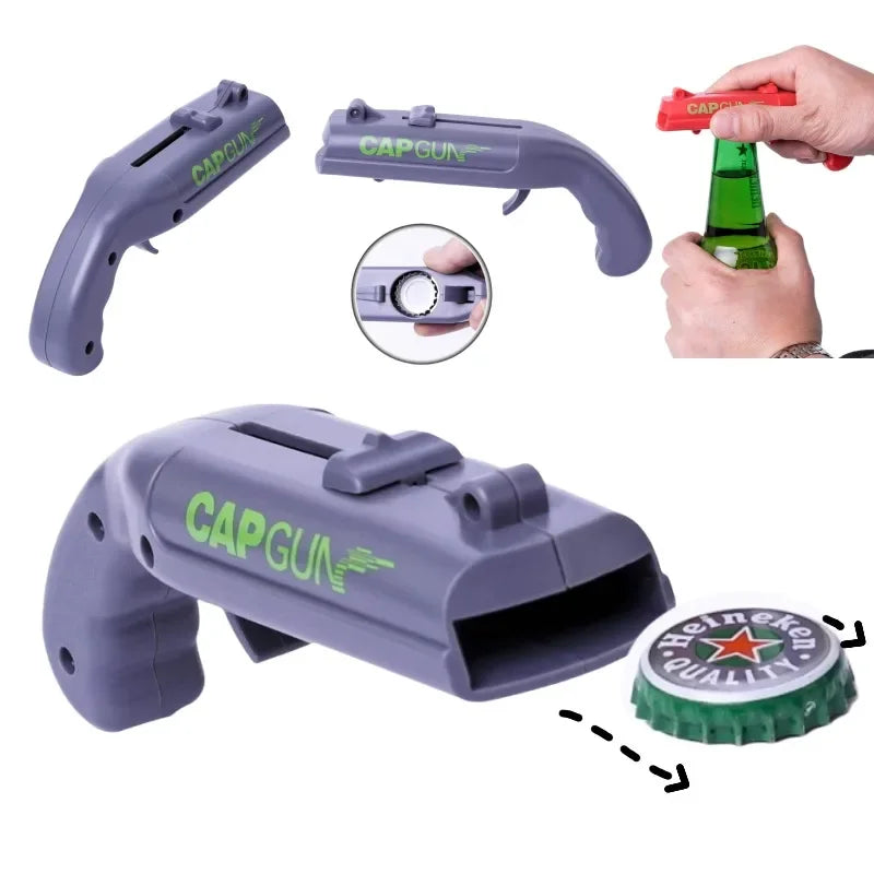 Cap Gun Beer Bottle Opener — Portable Launcher Bar Tool