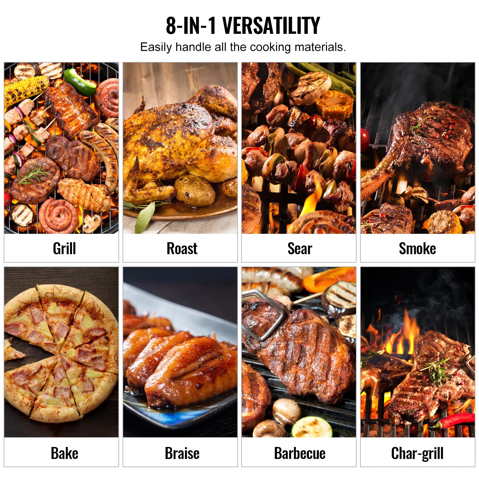SucceBuy Portable Charcoal & Propane Smoker Grill | 840 Sq. In., Cover & Cart, PID Temp Control 175–500°F, CE Certified