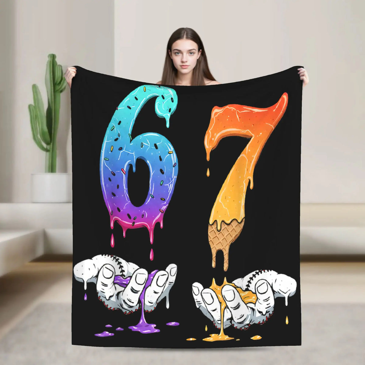 Brainrot Meme Flannel Blanket – Warm Novelty Throw for Bedroom, Sofa & Bed, Multiple Sizes