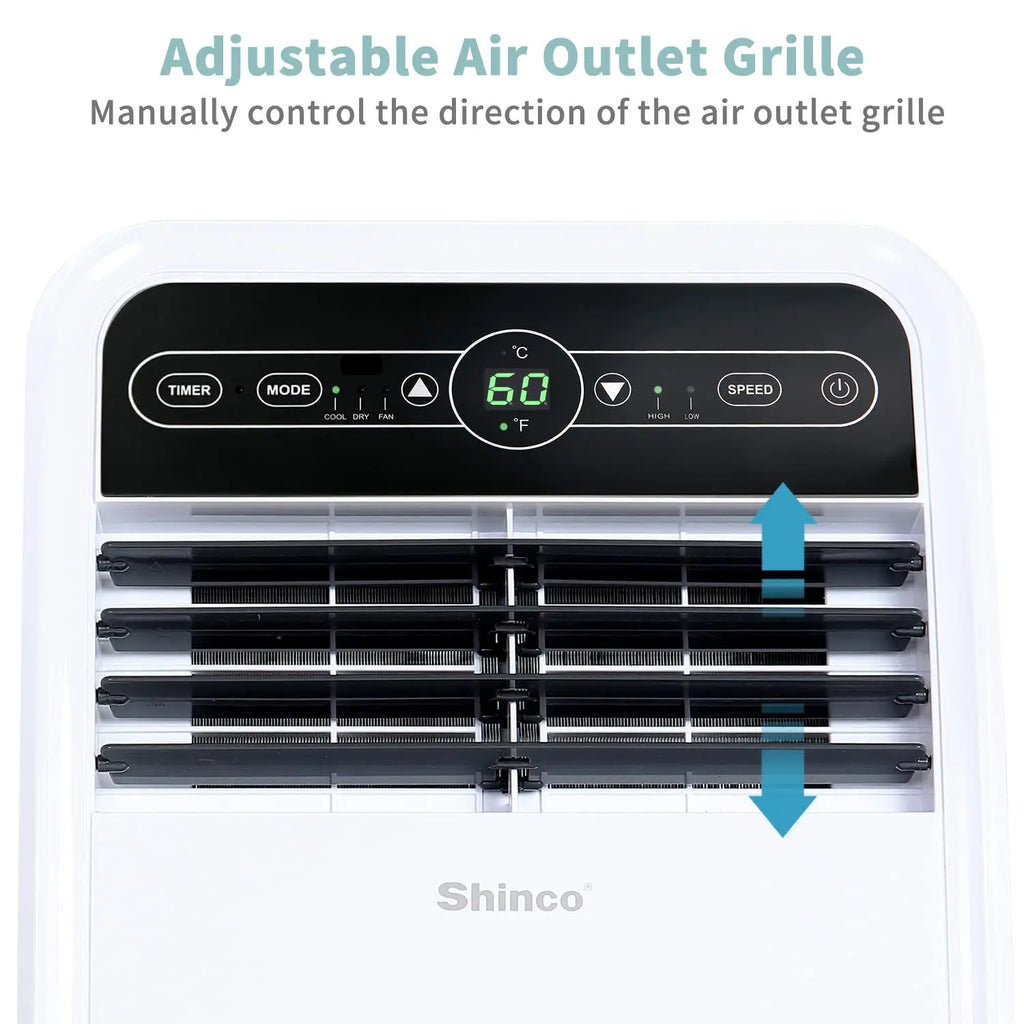 Shinco 8,000 BTU Portable Air Conditioner — 3-in-1 Cool, Dehumidifier & Fan for Rooms up to 350 sq ft