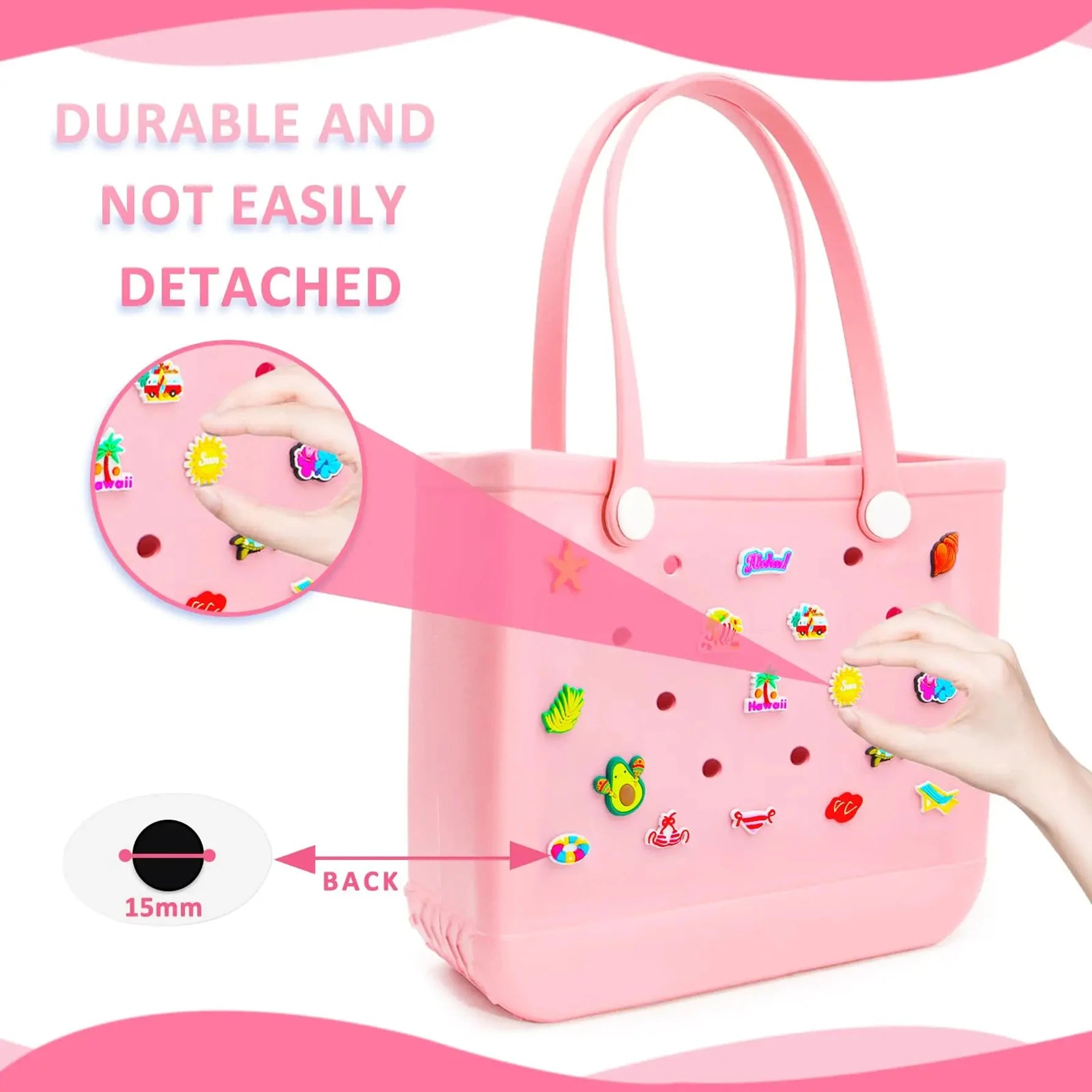 18pcs Lovely Bags Accessories Rubber Summer Decoration Women Beach Bag Tote Handbag Random Pairing Decorative Buckles Inser
