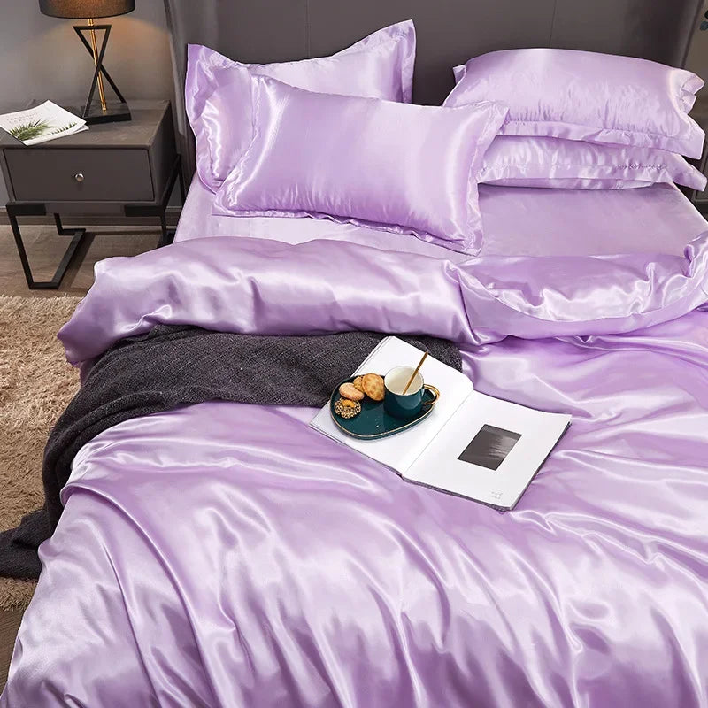 100% Pure Silk Bedding Set – 4-Piece Luxury Duvet Cover, Bedsheet & Pillowcases, Twin to King