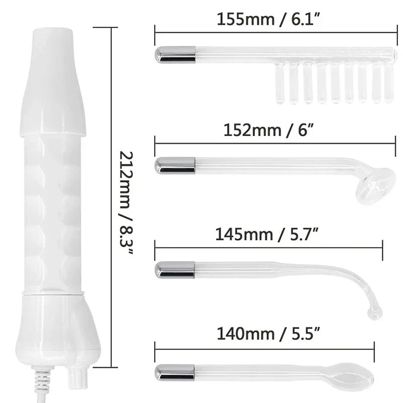 High Frequency Facial Wand – Acne Treatment, Skin Rejuvenation & Anti-Aging Device with 4 Glass Tubes