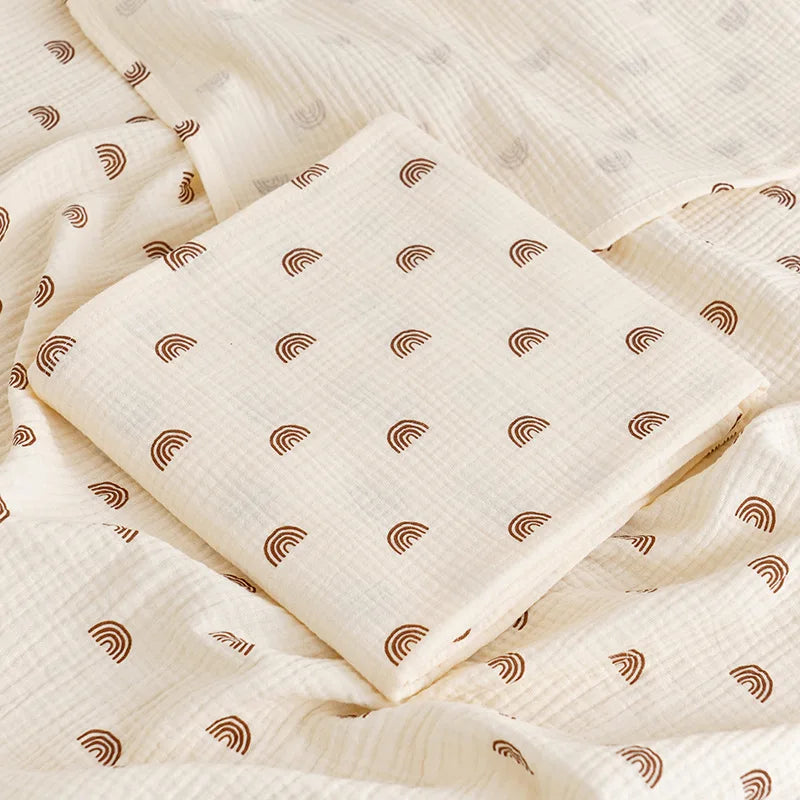 Cartoon Print Cotton Muslin Baby Swaddle Blanket – Soft Breathable Newborn Receiving Blanket