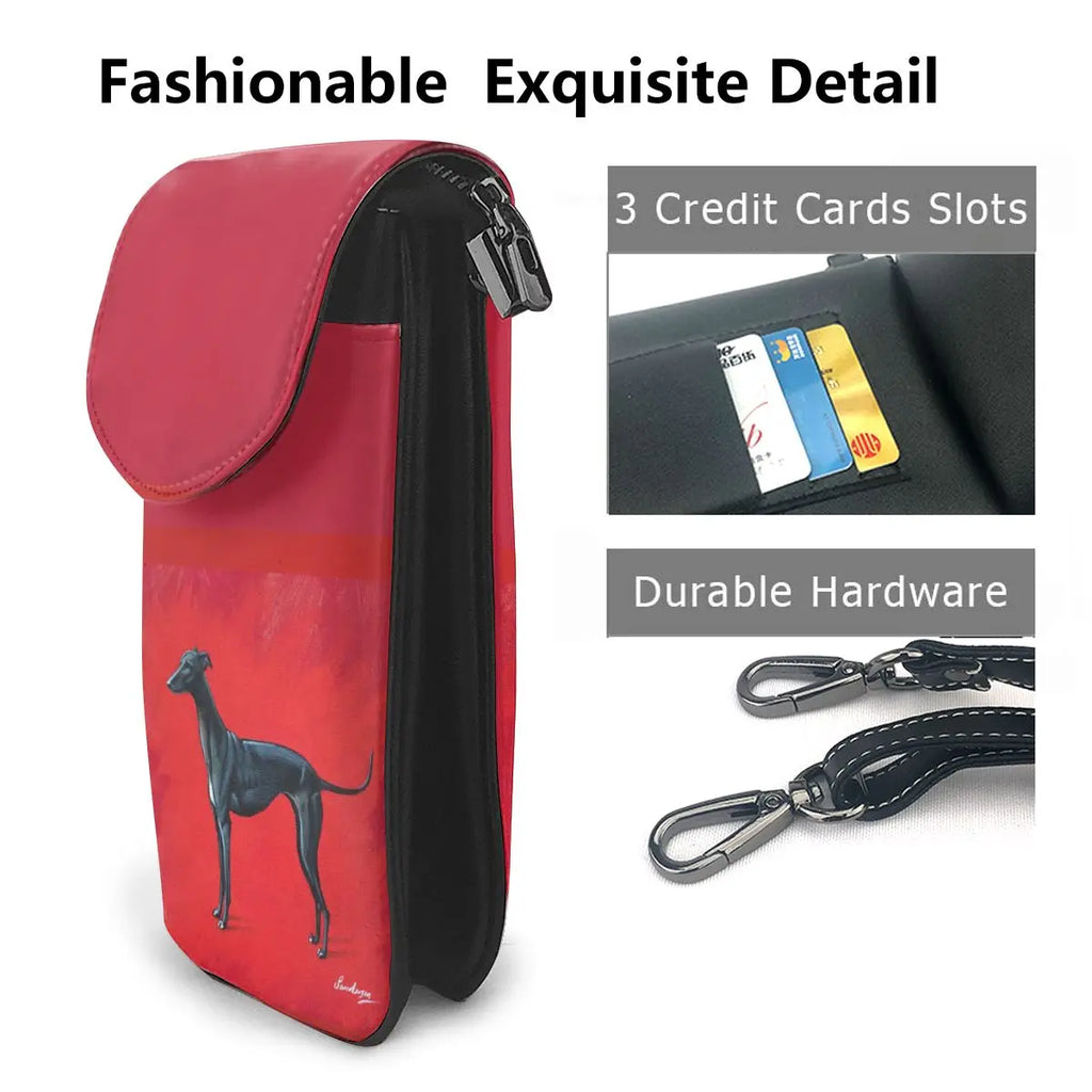Greyhound Print Crossbody Shoulder Bag – Cartoon Dog Pattern Flap Purse for Women