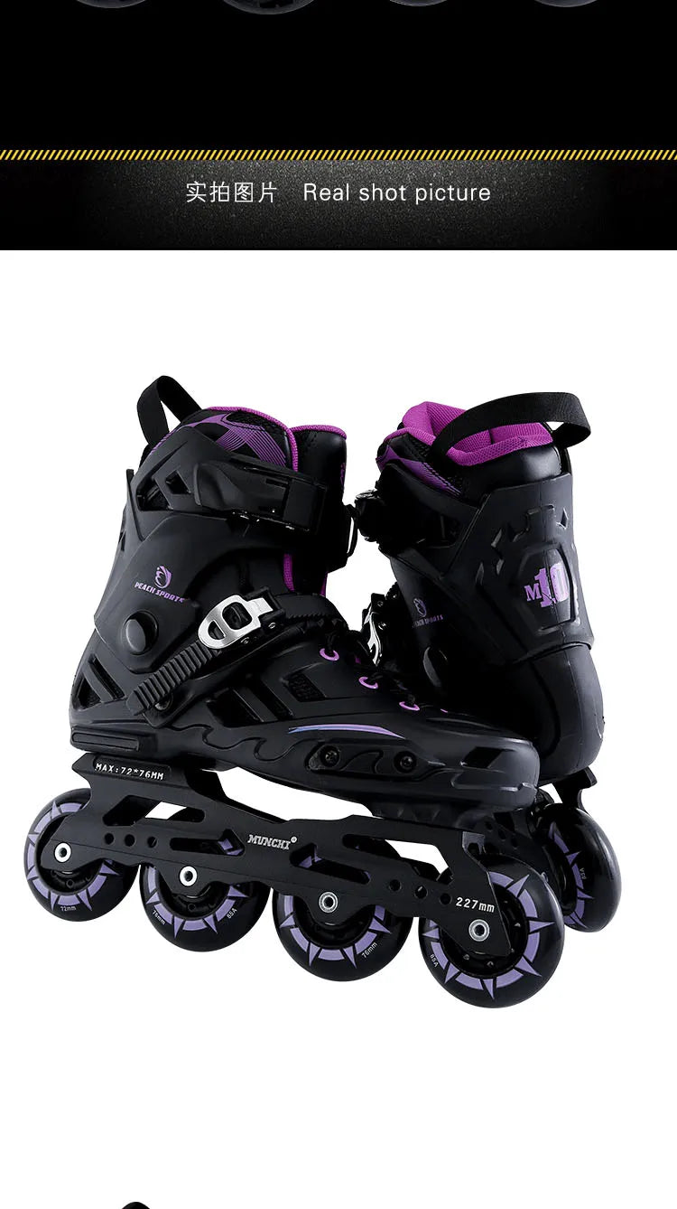 Adult Professional Inline Roller Skates – Single Row Flat Skates for Men & Women
