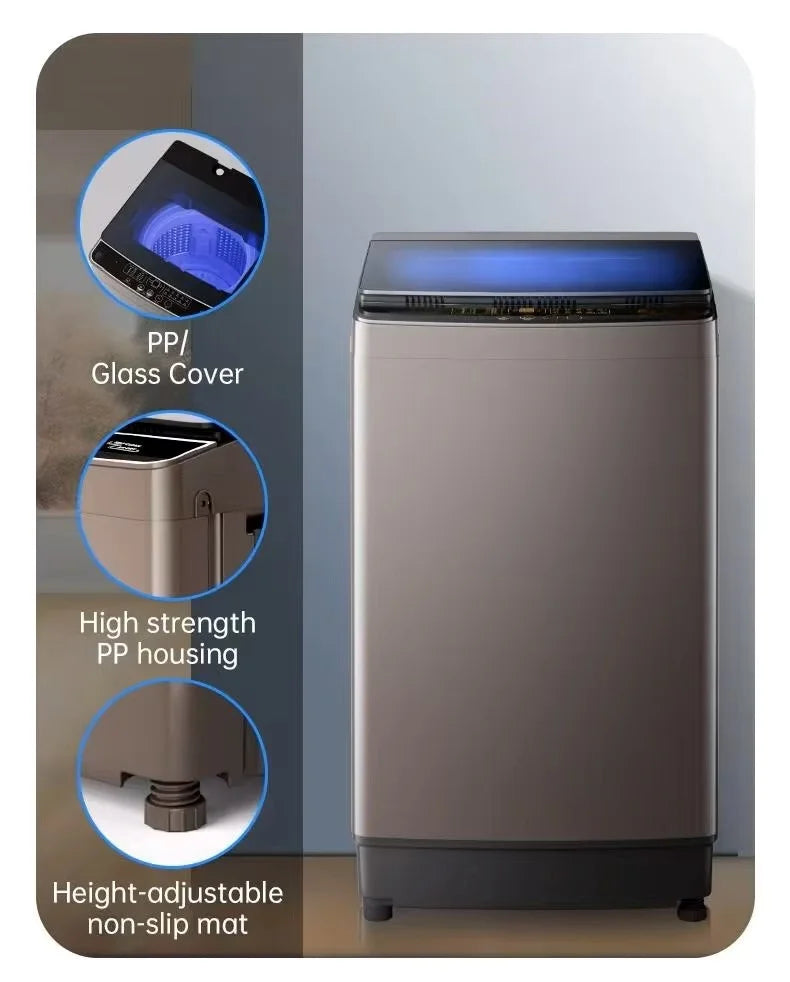 10KG Fully Automatic Top Load Washer-Dryer Combo — All-in-One Portable Laundry Machine for Home & Industrial Use