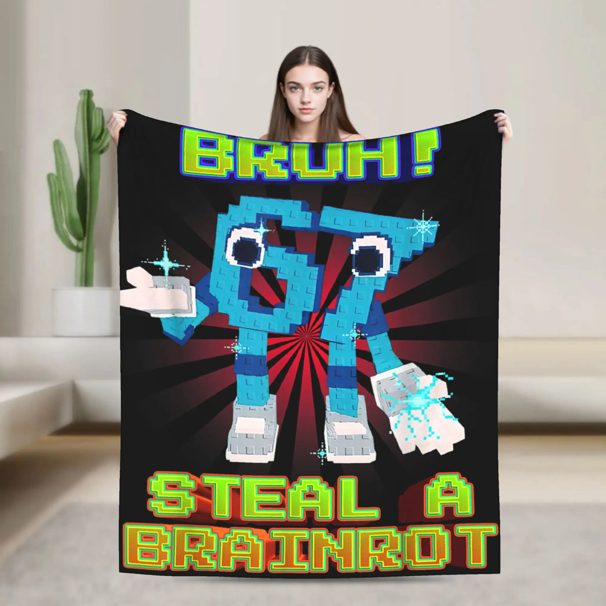 Brainrot Meme Flannel Blanket – Warm Novelty Throw for Bedroom, Sofa & Bed, Multiple Sizes