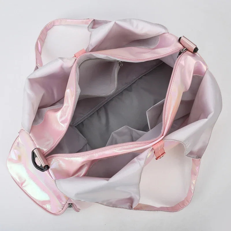 Large Capacity Gym Travel Shoulder Tote Bag – Multi-Function Ruched Cotton Handbag for Women