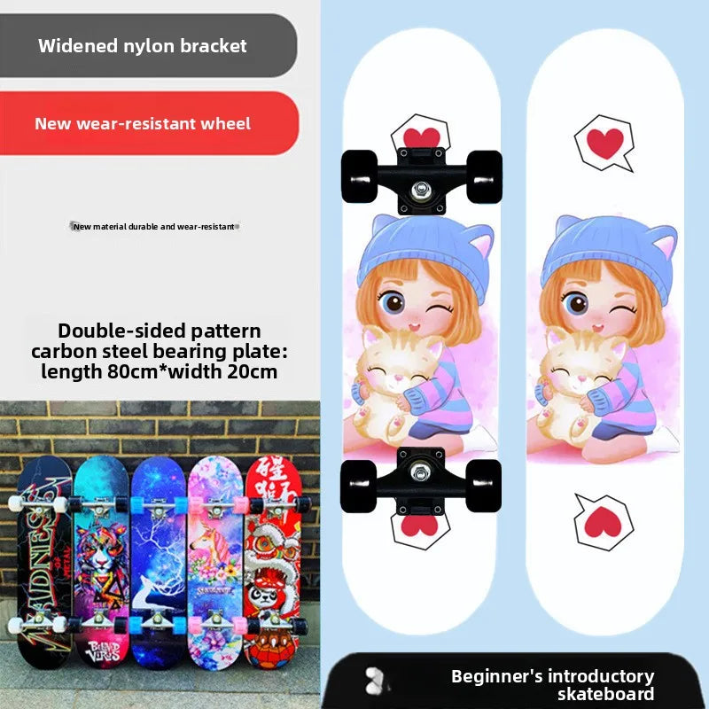 Pro All-Terrain Complete Skateboard – Aluminum Alloy & Carbon Fiber Deck, Beginner Longboard for Kids & Adults