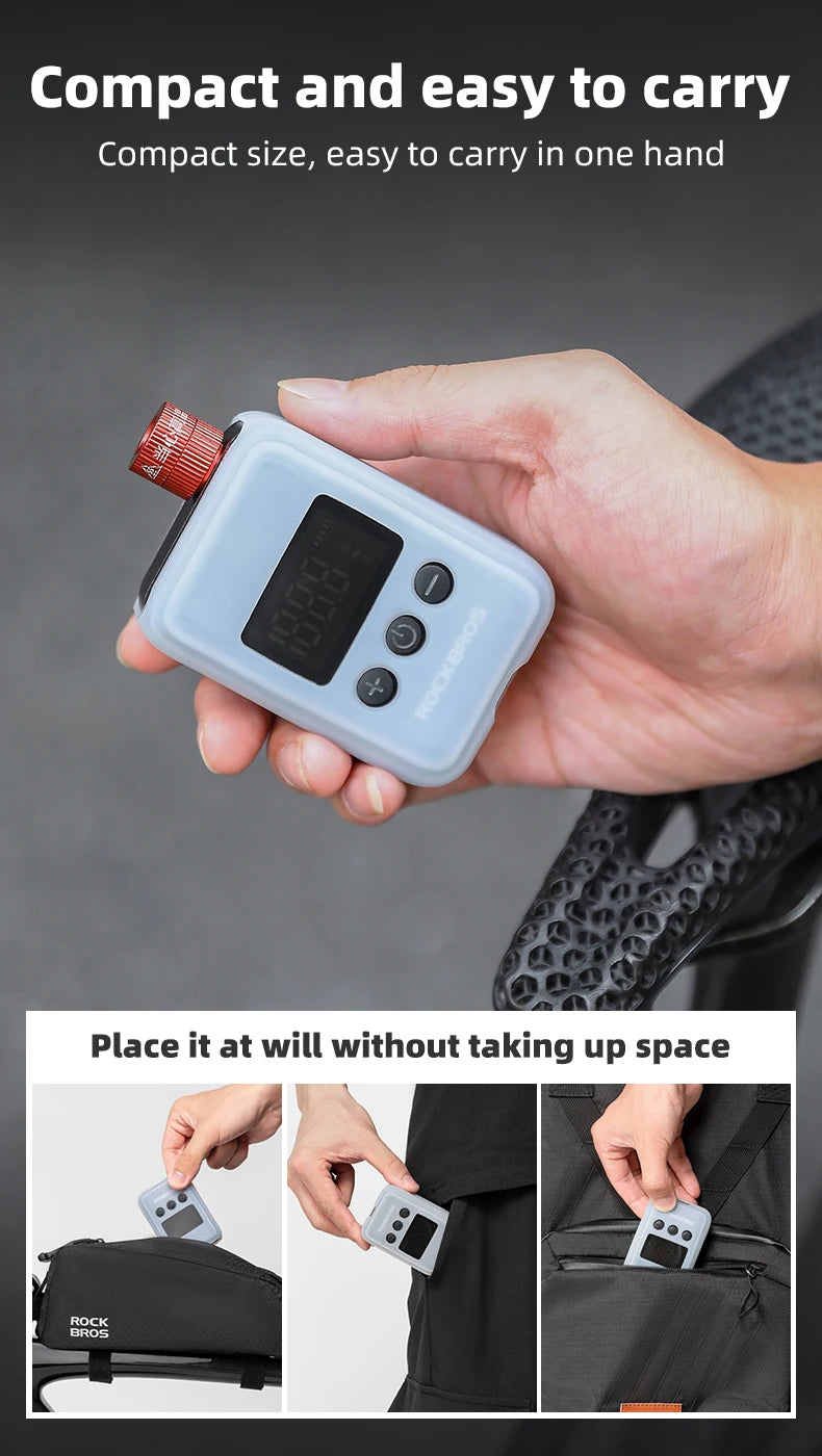 ROCKBROS Pocket Electric Bike Tire Pump with Digital Display