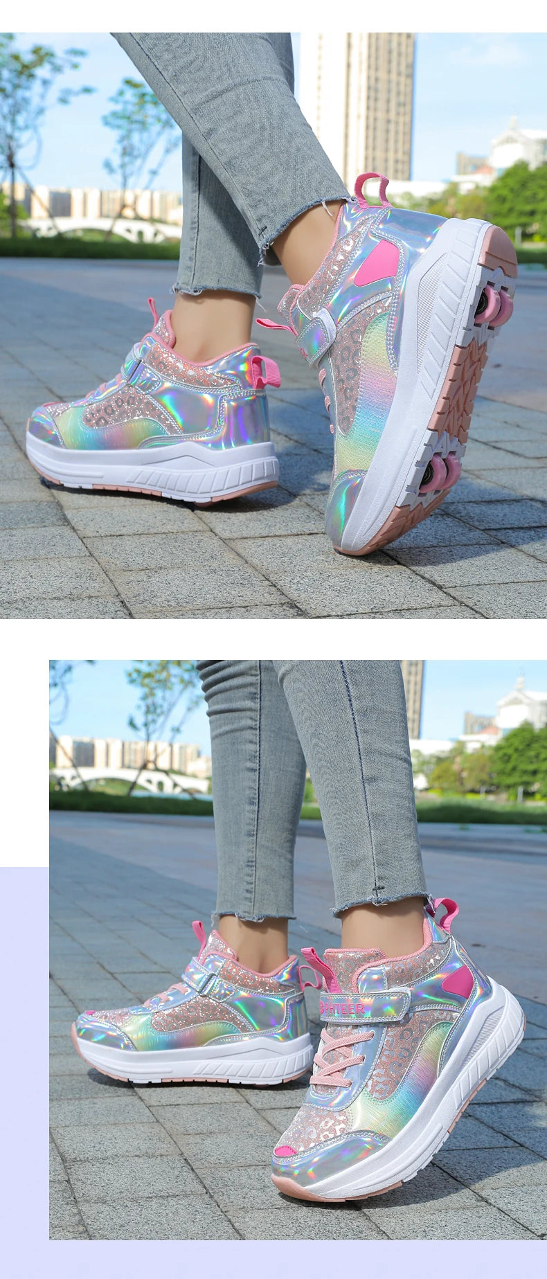 High-Top Children's Roller Skates for Girls – 4-Wheel Outdoor Wear-Resistant Sports Shoes
