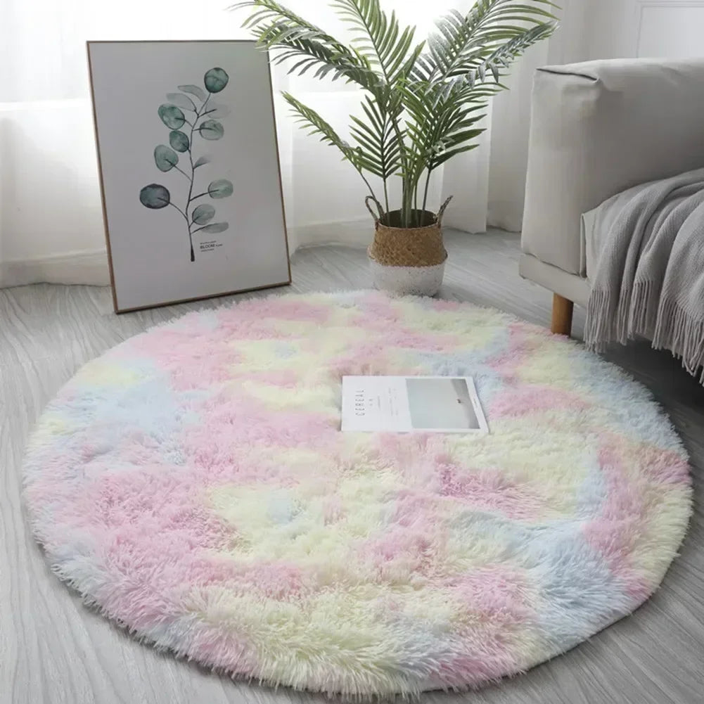 Round Shaggy Area Rug – Soft Non-Slip Circle Carpet for Bedroom & Living Room