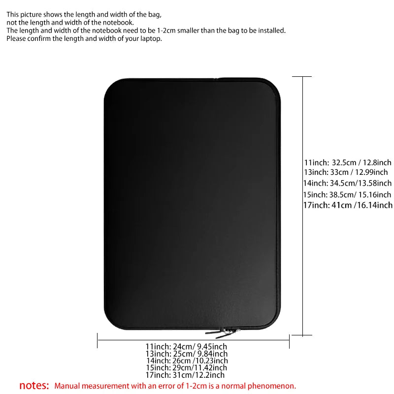 Laptop Sleeve Inner Bag — 11" to 17" Sizes
