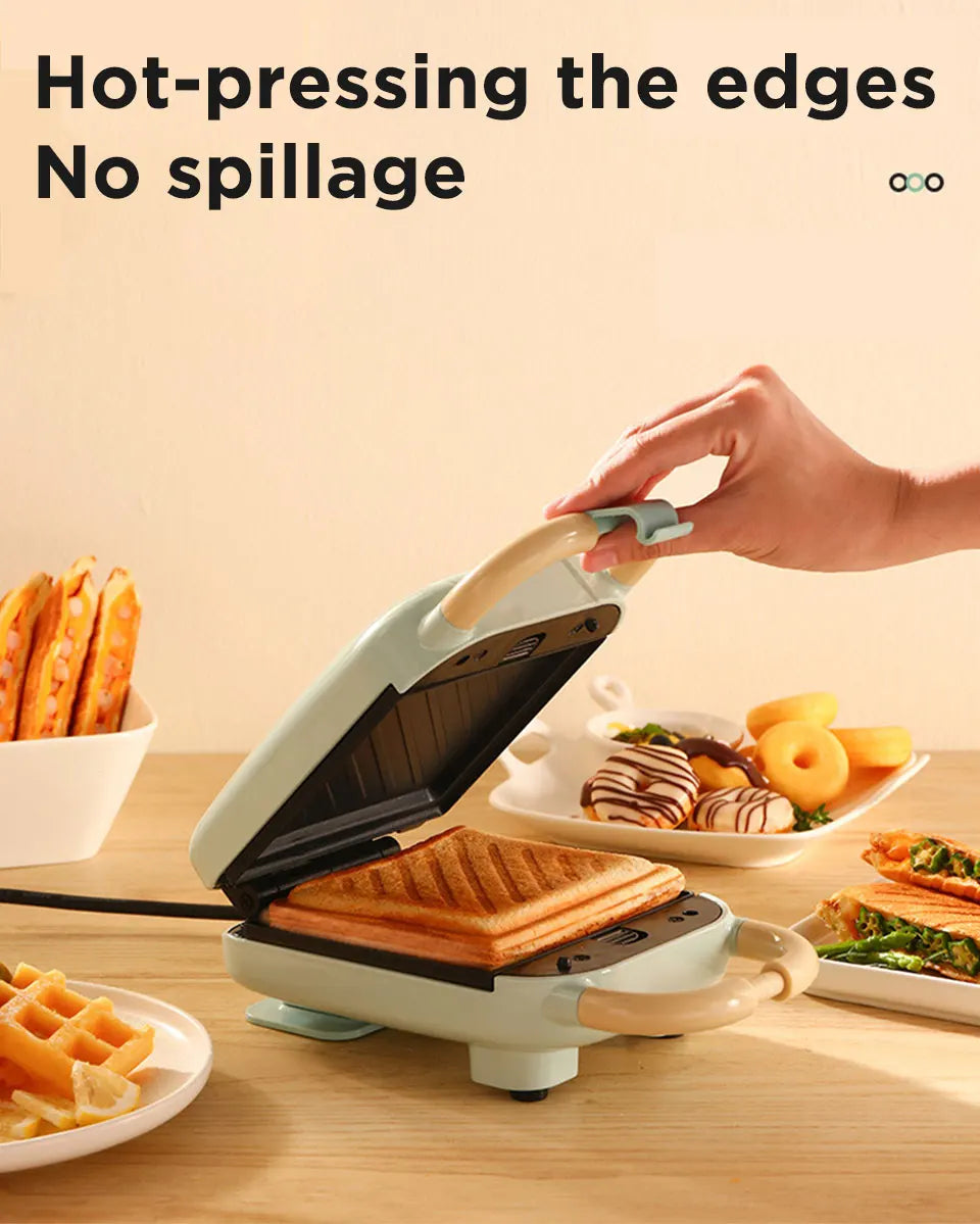 Mini Sandwich Maker & Breakfast Multi Cooker – Electric Toaster, Pancake, Waffle & Donut Maker for Kitchen