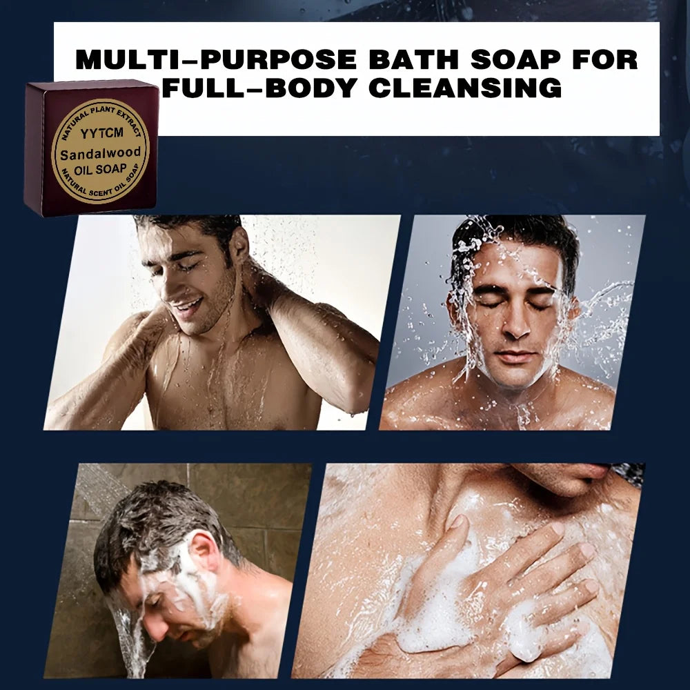 Sandalwood Men's Fragrance Soap Bar – Long-Lasting Scent for Bath, Face & Hand Washing, 65g
