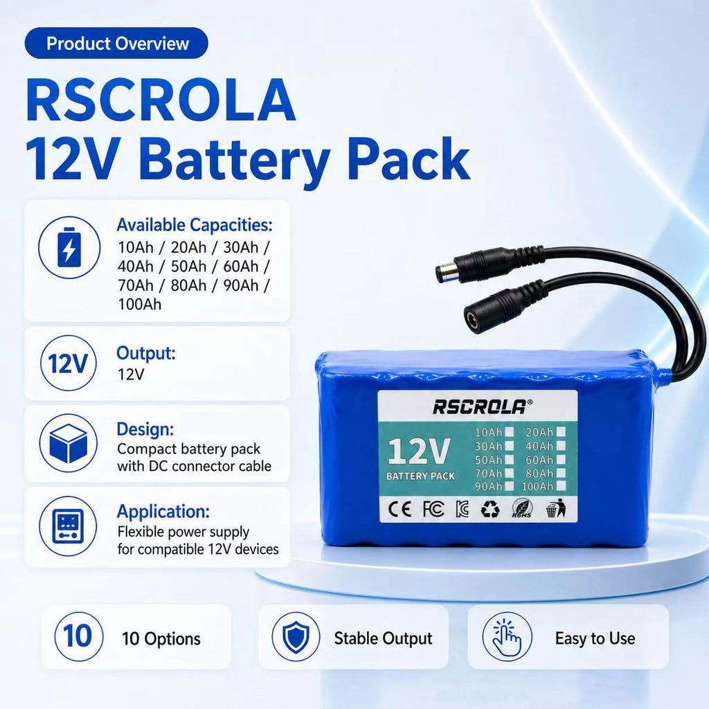 Rechargeable 12V 18650 Lithium Battery Pack with BMS – For Solar, LED Light, RC Model & Power Supply with Charger