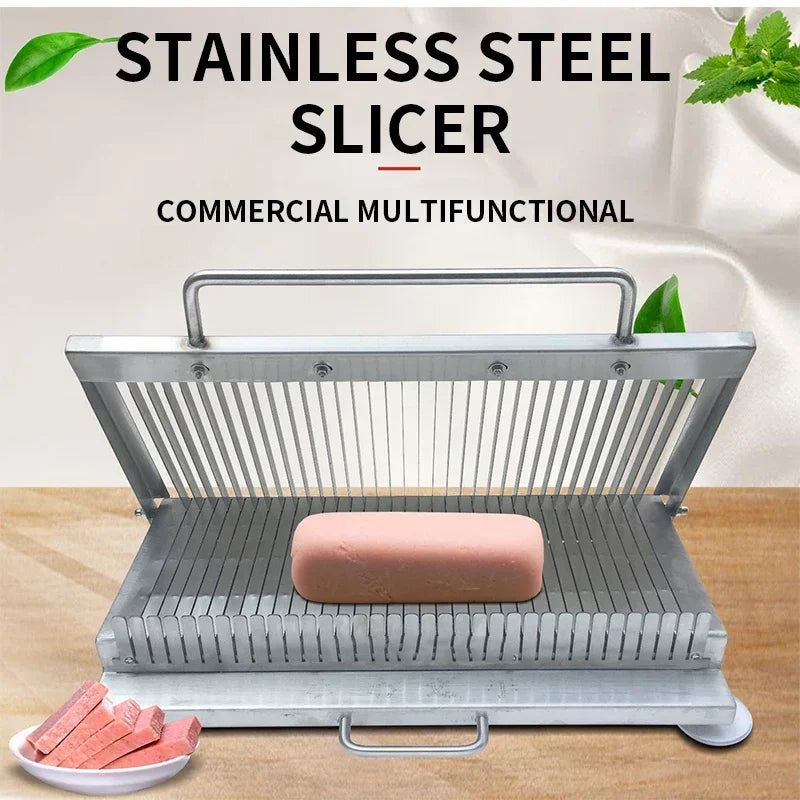 Stainless Steel Double-Blade Manual Slicer — Multifunctional Vegetable & Cooked Food Cutter