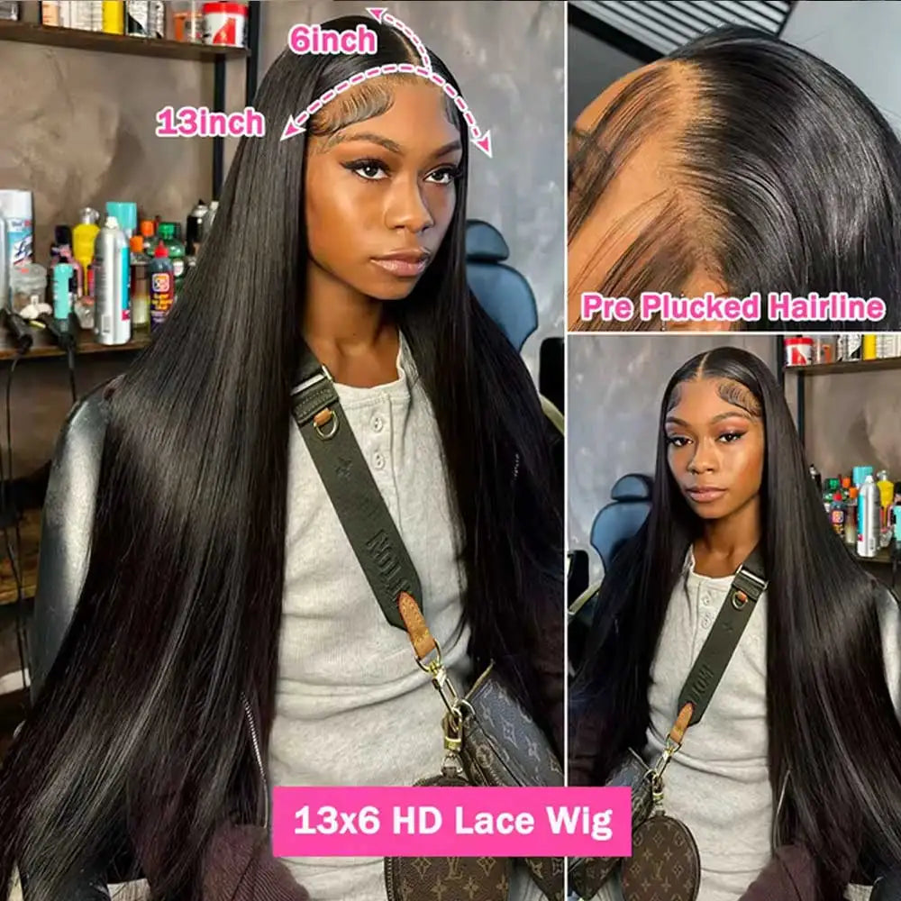 40–42 Inch Bone Straight Lace Front Wig | Glueless 13x4 13x6 HD Lace Human Hair for Women