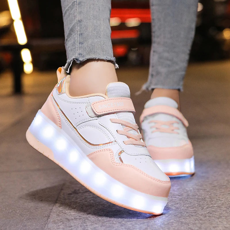 Children's LED Light Roller Skates – Multi-Functional Detachable Wheel Shoes, Size 29-41 for Students