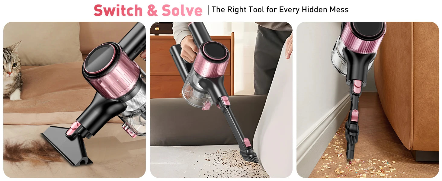 Cordless Vacuum Cleaner — 55Kpa / 500W / 45-Min Runtime, 10-in-1 Powerful Stick Vacuum for Home, Pet Hair, Hard Floor & Carpet