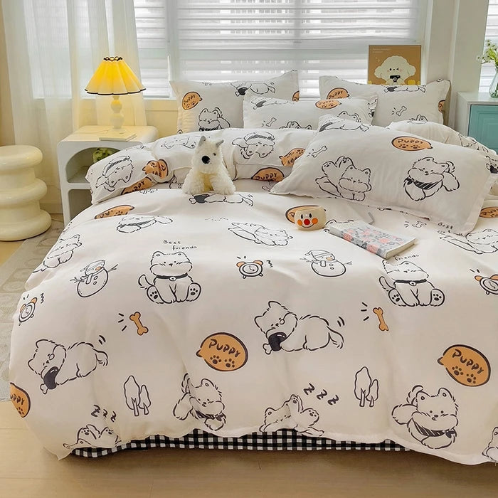 Microfiber Reactive Print Bedding Set – Duvet Cover, Flat Sheet & Pillowcases, 16 Patterns & 5 Sizes