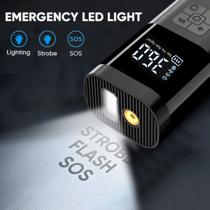 Cordless Tire Inflator with Digital Gauge and LED Light