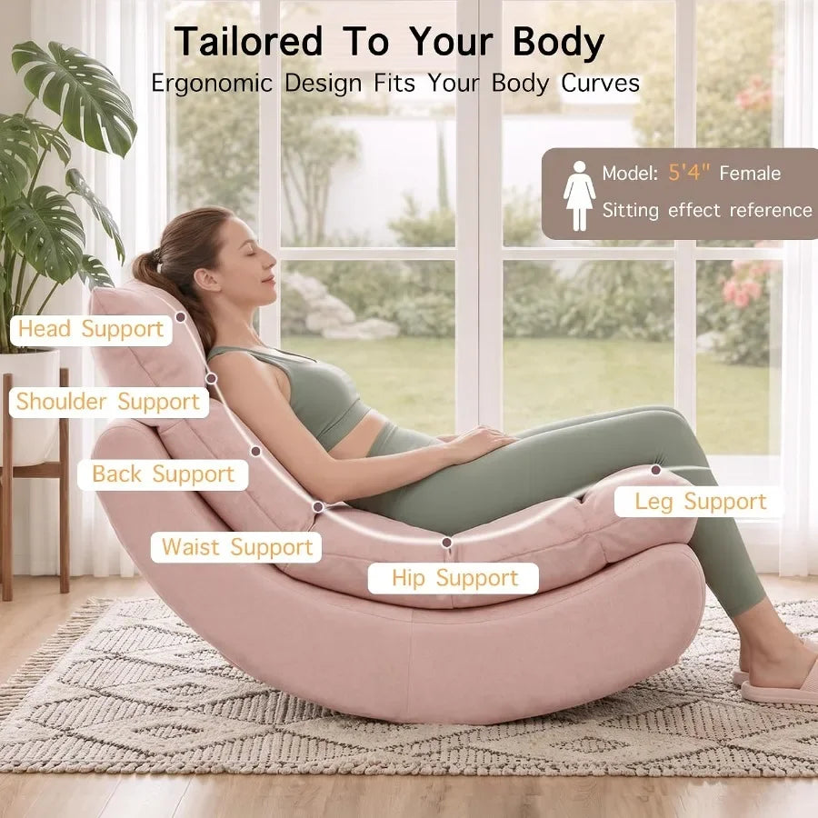 Velvet Rocking Chaise Lounge Chair