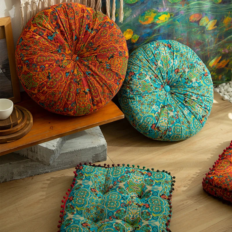 Bohemian Floor Cushion – Thickened Cotton Linen Moroccan Tatami Mat & Window Seat Pillow