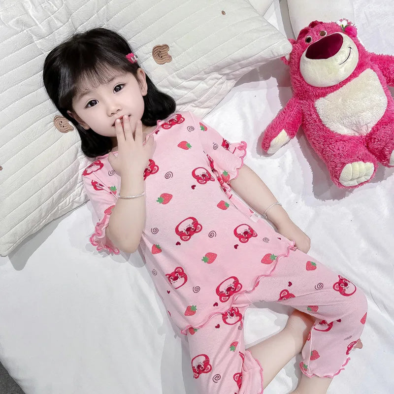 2026 Sanrio Kawaii Kids Pajamas Set | Hello Kitty & Kuromi 2-Piece Anime Loungewear