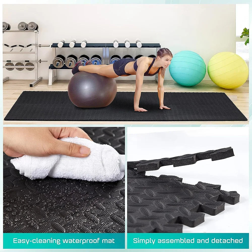 Interlocking Gym Floor Mat – Anti-Slip Rubber Exercise Mat for Home Workout, Weightlifting & Yoga