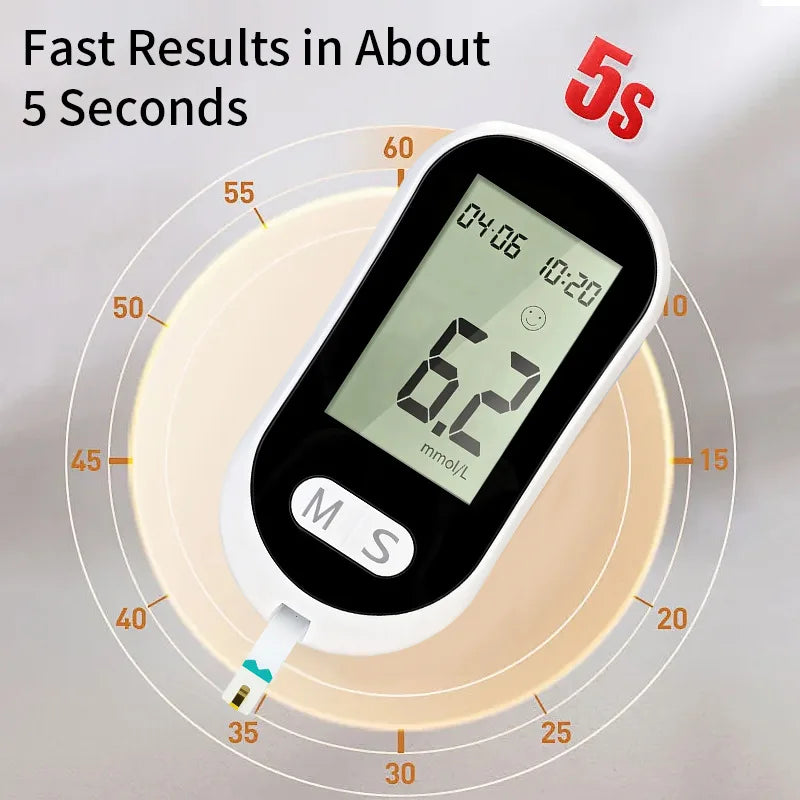 VivaChek Blood Glucose Meter Kit – Code-Free Fast Home Diabetes Monitor with 50 Test Strips & Lancets