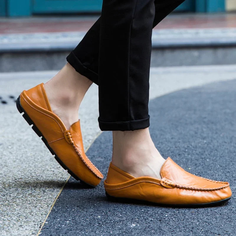 Men's Cow Leather Slip-On Boat Loafers