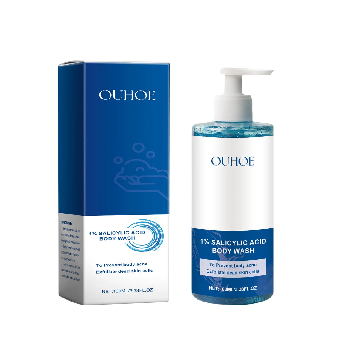 Salicylic Acid Body Wash – Acne, Pore & Brightening Shower Gel, Moisturizing, 100ml–400ml