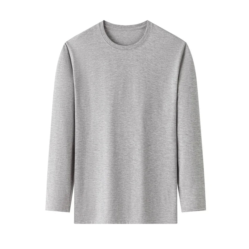 Men's Solid Color Round Neck Cotton Long Sleeve Tee — Everyday Essential