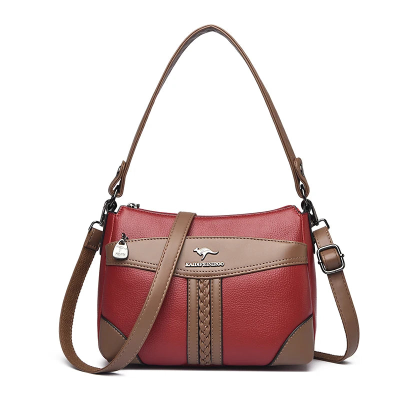 Luxury Genuine Leather Flap Shoulder Bag – Sequin Crossbody Handbag for Women