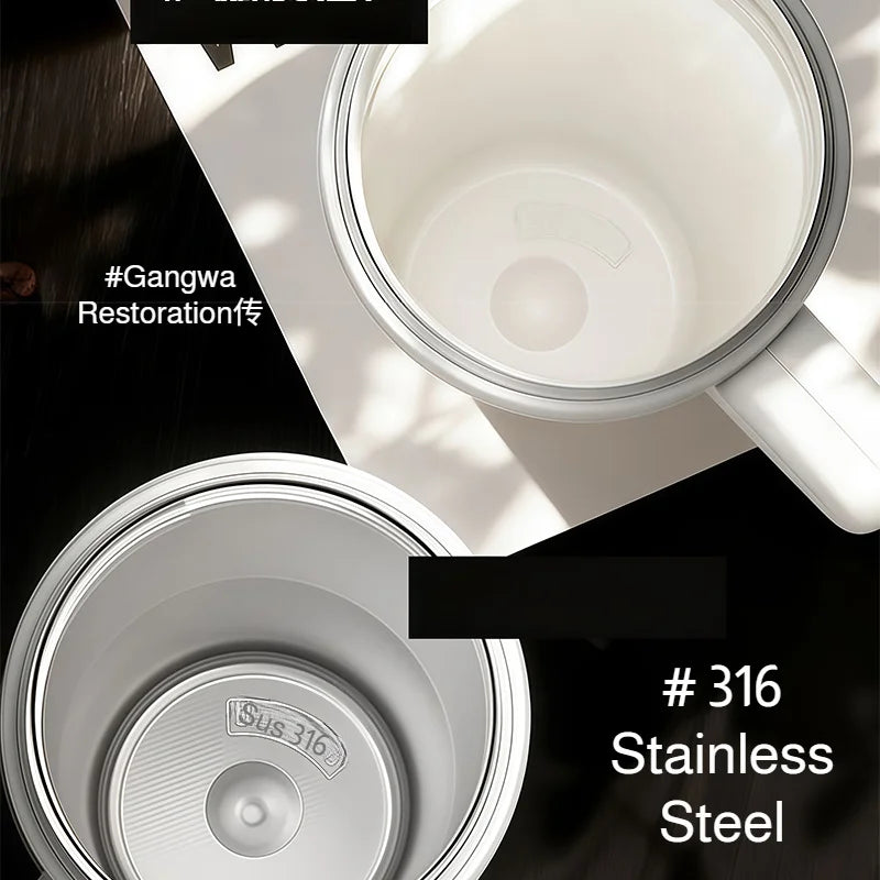 900ml Ceramic Interior Tumbler with Handle & Straw – 201 SS Shell, Dishwasher Safe, 24Hr Cold, Modern Minimalist, 3 Colors