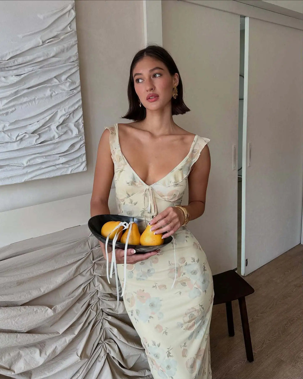 Floral Plunge Backless Maxi Dress — Sexy Fairy Beach Vacation Dress