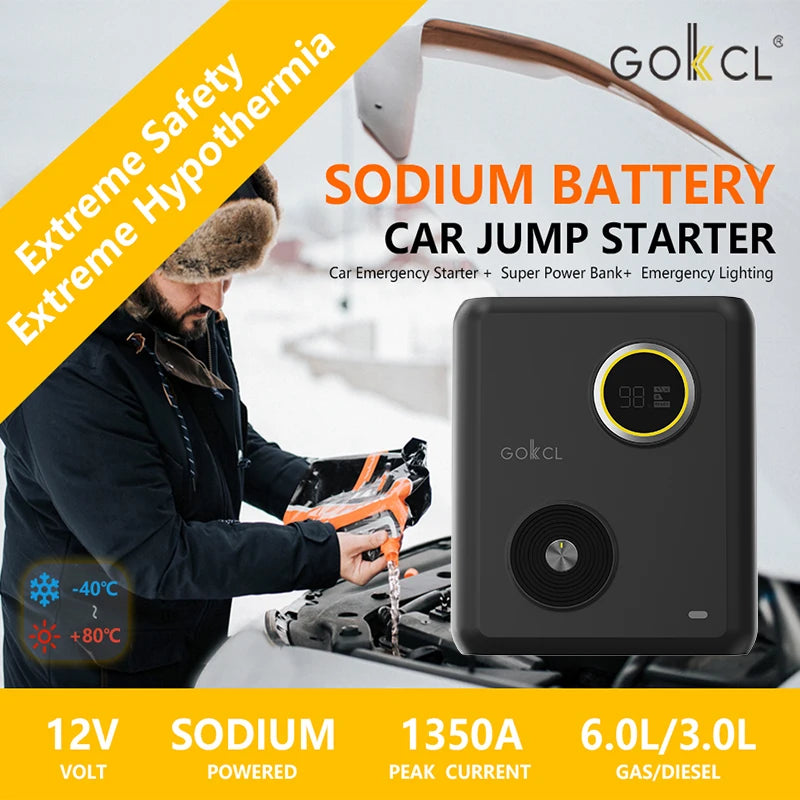 GOKKCL 80Wh Portable Car Jump Starter — Compact Emergency Battery Booster & Power Bank
