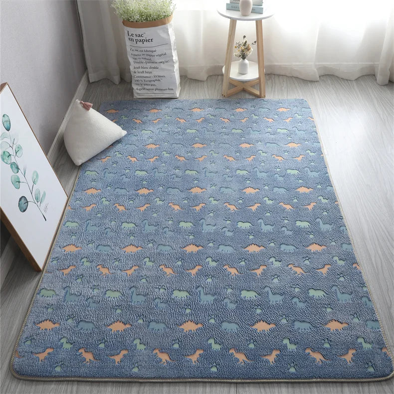 Rainbow Unicorn Glow in the Dark Area Rug – Large Kids Room Carpet with Stars