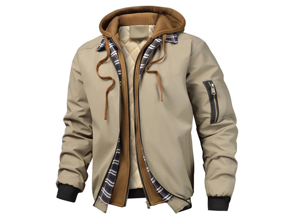 Men's Hooded Windbreaker Jacket – Zip-Front Casual Layer
