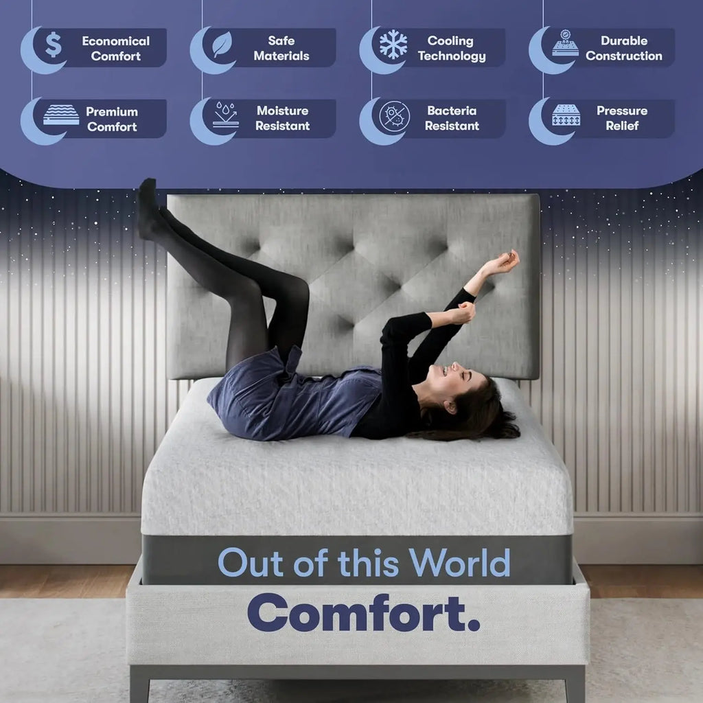 8 Inch Twin Mattress – Made in USA, CertiPUR-US & Oeko-Tex Certified, Fiberglass-Free, Cooling Gel