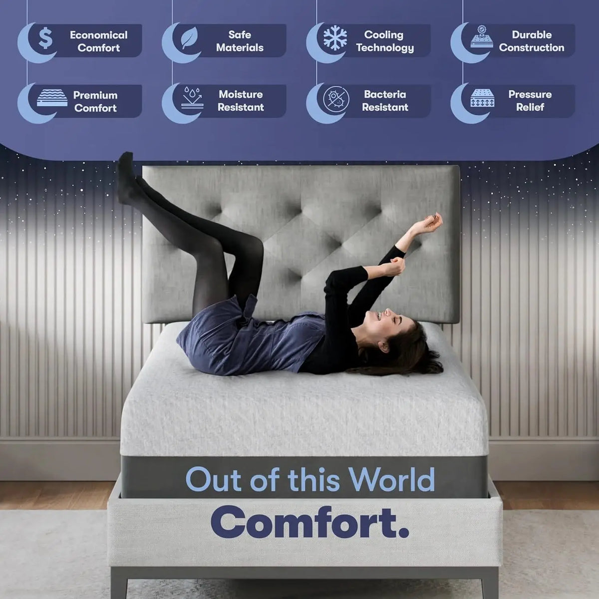 8 Inch Twin Mattress – Made in USA, CertiPUR-US & Oeko-Tex Certified, Fiberglass-Free, Cooling Gel