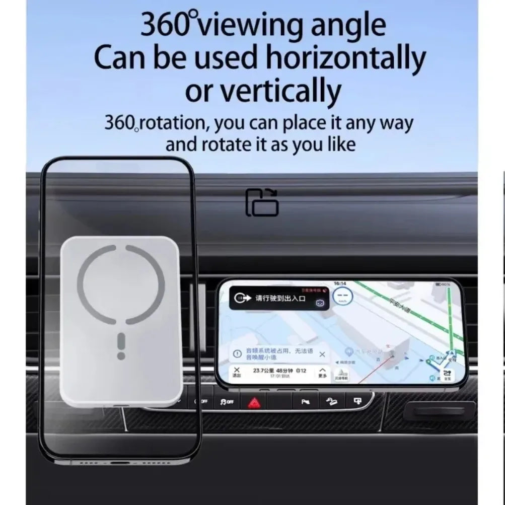 Magnetic Car Air Vent Phone Holder with 15W Wireless Charger – MagSafe Compatible for iPhone 12–17
