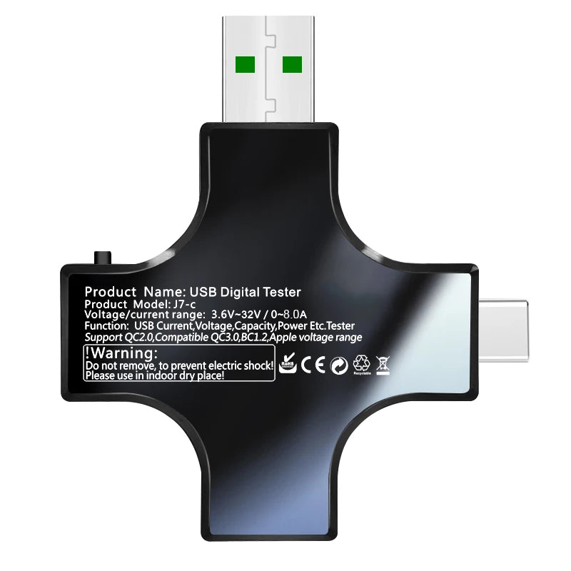 USB Tester Type-C PD Digital Capacity Meter — Voltage, Current & Power Measurement