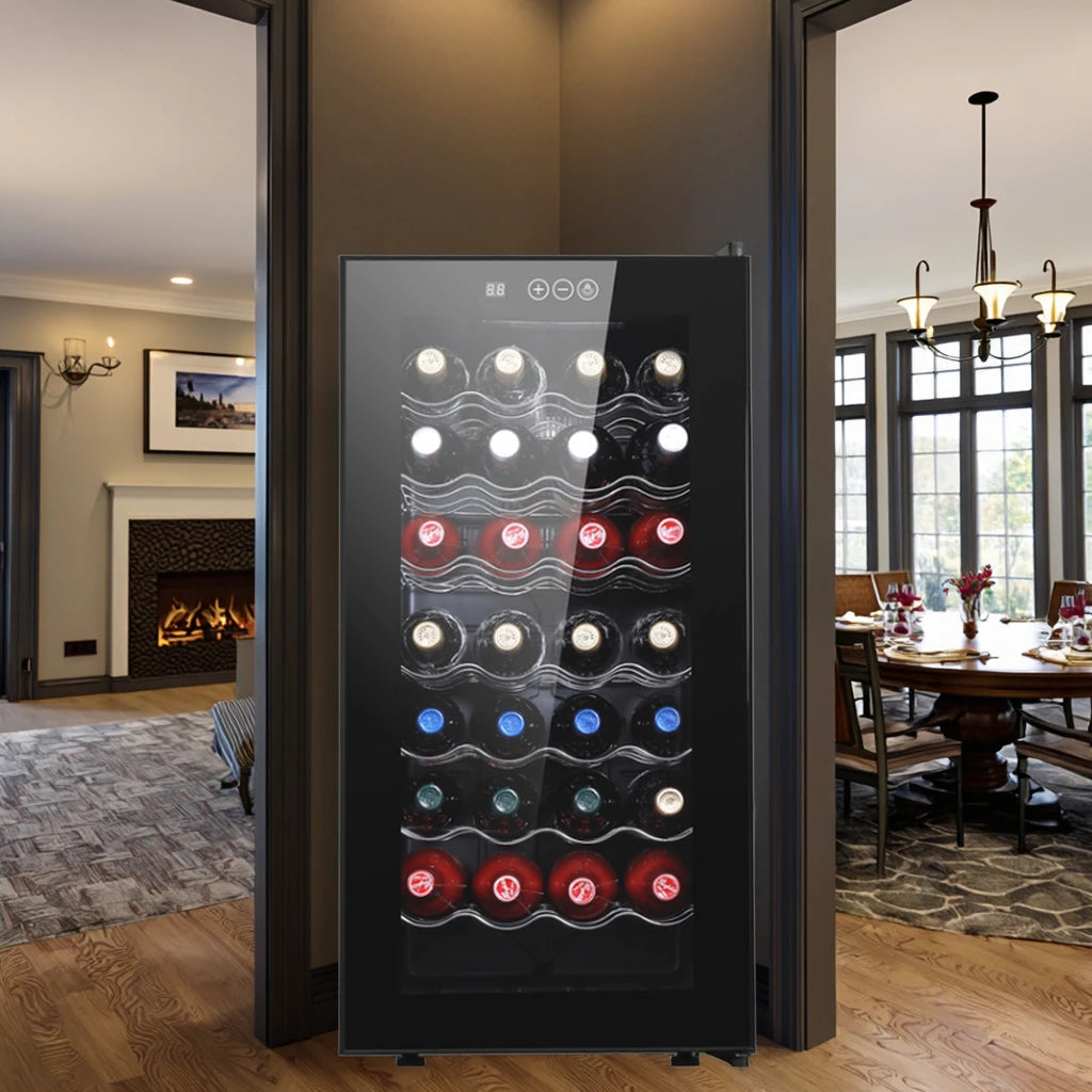 78L Freestanding Wine Cooler Fridge — 32-Bottle Stainless Steel Wine Cabinet for Household & Hotel Use