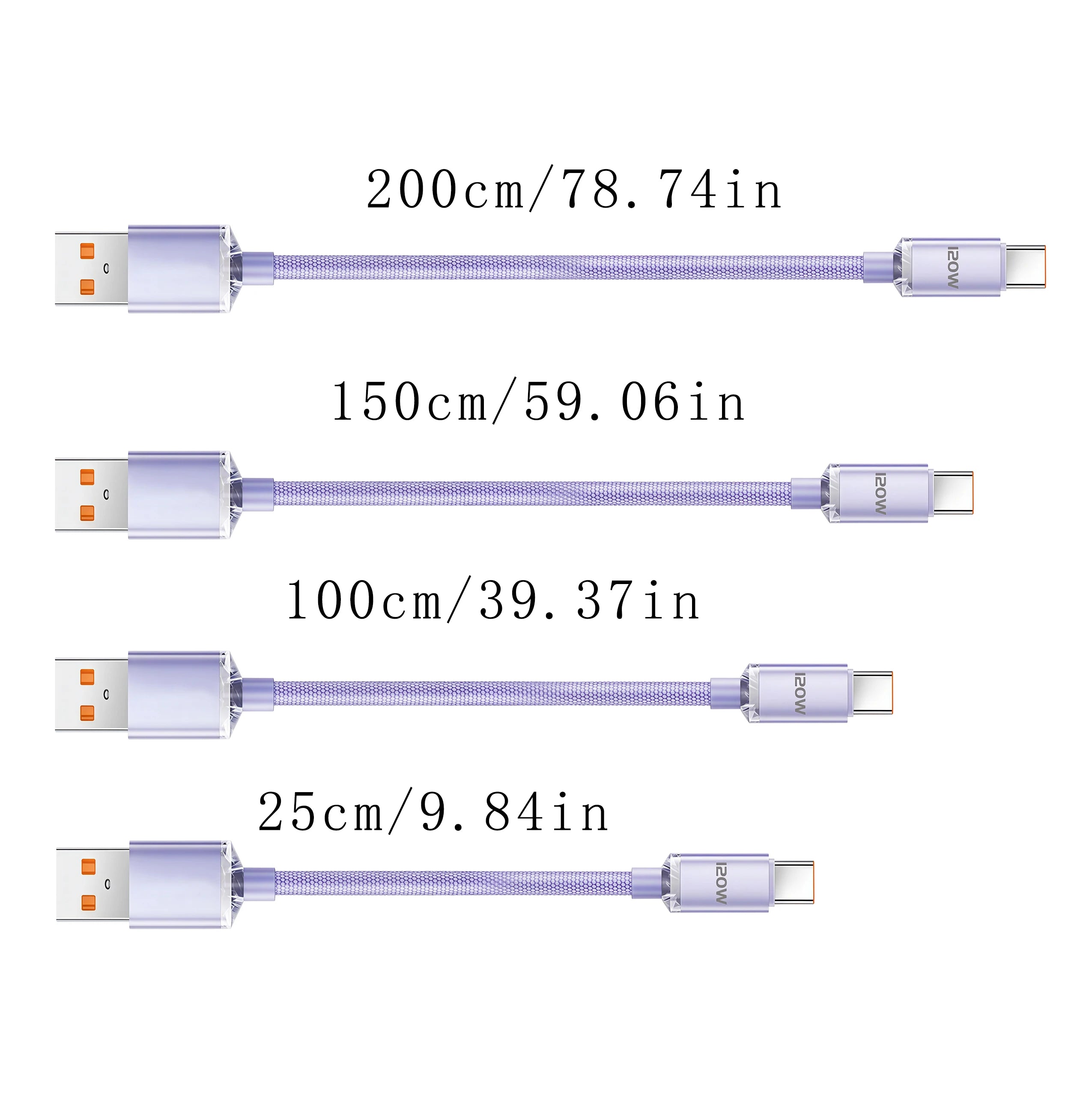 120W. Braided. Any Length. — USB-C to USB-C 120W Super Fast Charging Cable | 0.25m, 1m, 1.5m & 2m, Samsung, Xiaomi, Huawei, Realme, Blue, Black & Purple