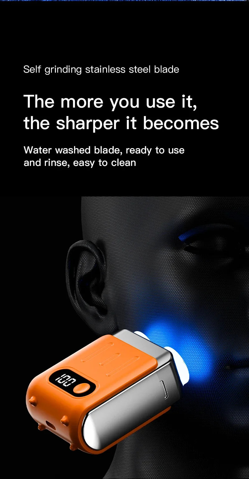 HAOYUNMA R20 Mini Electric Shaver – LED Display, Magnetic Blade, Waterproof, 120-Min Runtime