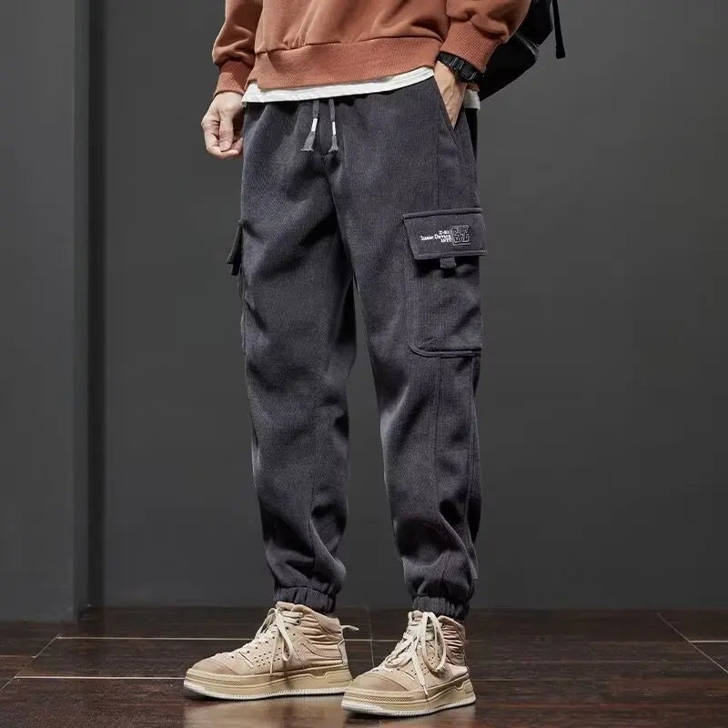 Men's Elastic Waist Straight Harem Jogger Pants — Relaxed Fit Casual Trousers